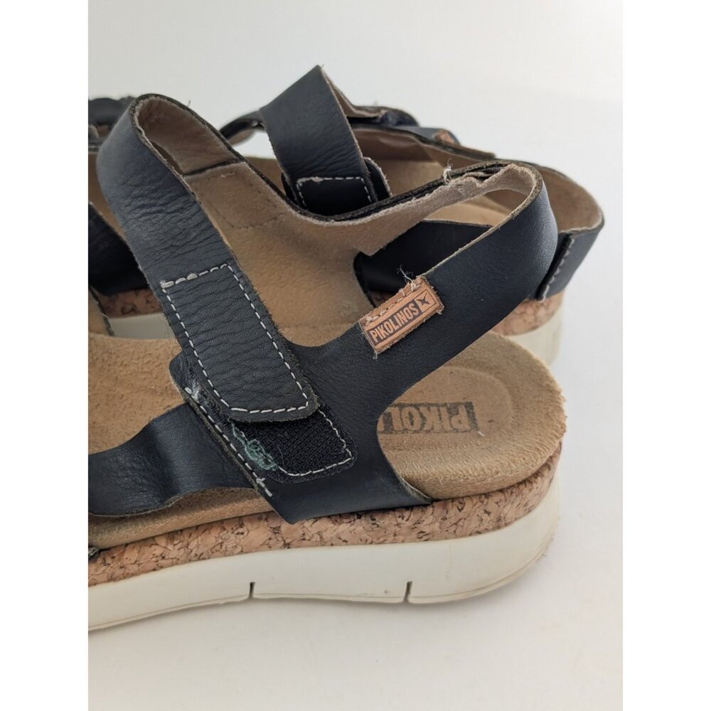 Pikolinos Women's Palma W4N Black Leather Wedge Sandals Size 7 - 7.5 - Picture 7 of 11
